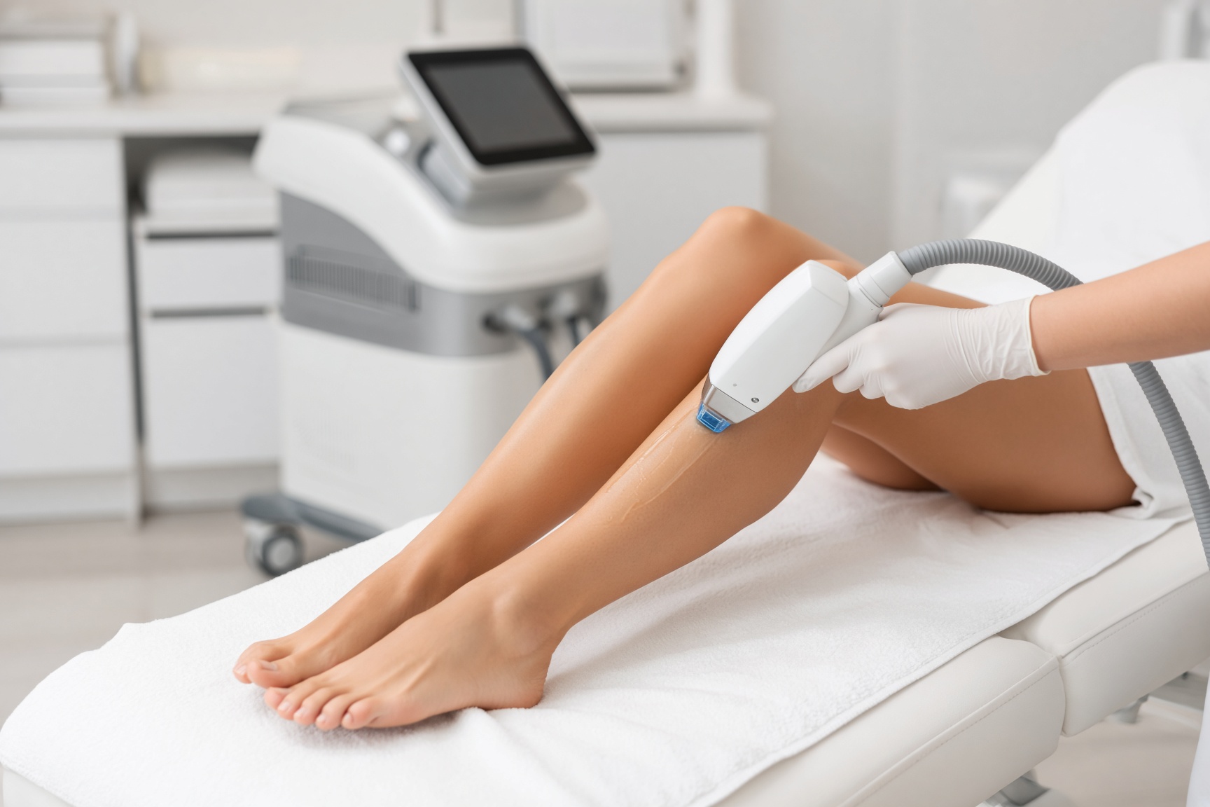 Diodenlaser-Behandlung an den Beinen